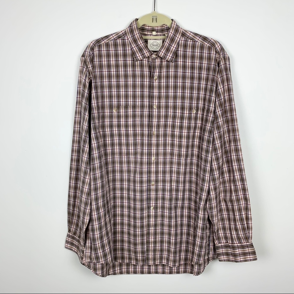 Woodward Casual 100% Cotton Plaid Button Up Shirt